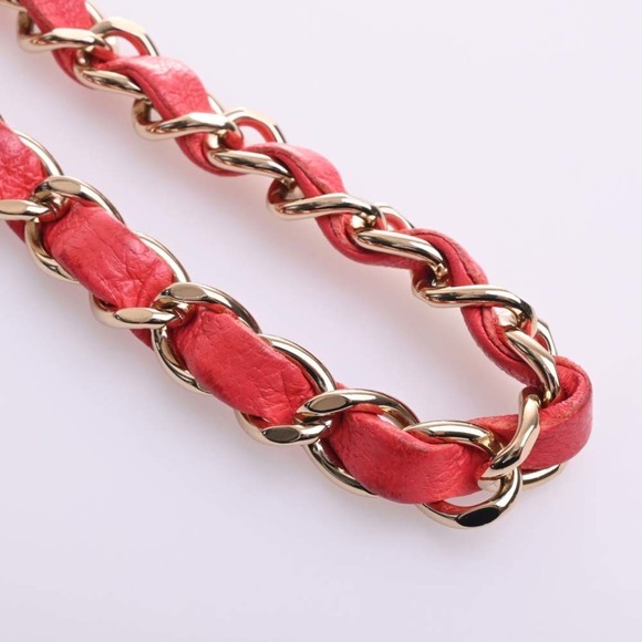 CHANEL Lambskin Mini Matelasse Coco Mark Chain Shoulder Bag Red Ladies - Picture 9 of 10